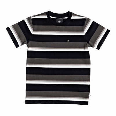 DC Wesley Stripes Kid's Grey/Black/White T-Shirt Australia Sale DYE-571